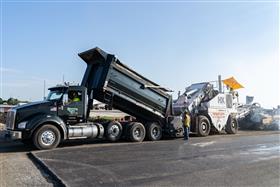 Blooming Glen Contractors: A BGC Kenworth T880 dump truck assists with paving at Philadelphia International Airport (PHL).